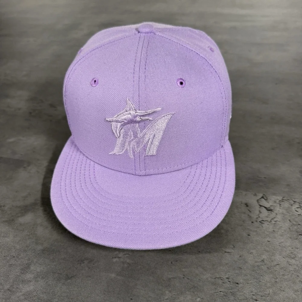 Hat Club Miami Marlins New Era Cap 7 Purple Lavender‎ Lilac 59Fifty Fitted MLB